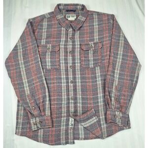 Marmot Mountain Works Mens Large Plaid Flannel Button Down Shirt Red Blue L